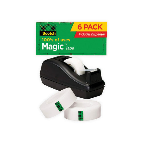 Magic Tape Desktop Dispenser Value Pack, 1" Core, 0.75" x 83.33 ft, Clear-(MMM810C40BK)