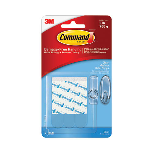 Refill Strips, Removable, Holds Up to 2 lbs, 0.63 x 1.75, Clear, 9/Pack-(MMM17021CLRES)