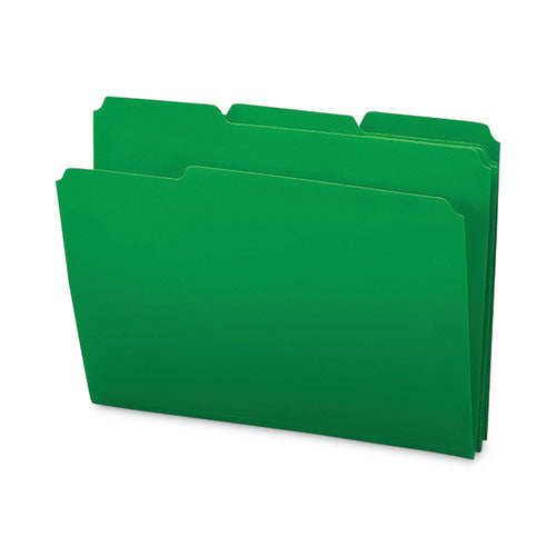 Top Tab Poly Colored File Folders, 1/3-Cut Tabs: Assorted, Letter Size, 0.75" Expansion, Green, 24/Box-(SMD10502)