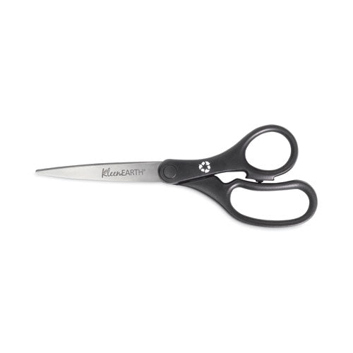 KleenEarth Basic Plastic Handle Scissors, 8" Long, 3.25" Cut Length, Black Straight Handle-(ACM15583)