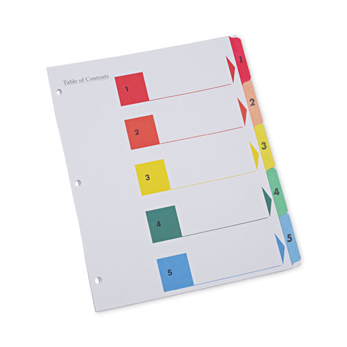 Deluxe Table of Contents Dividers for Printers, 5-Tab, 1 to 5 Table Of Contents, 11 x 8.5, White, 6 Sets-(UNV24800)