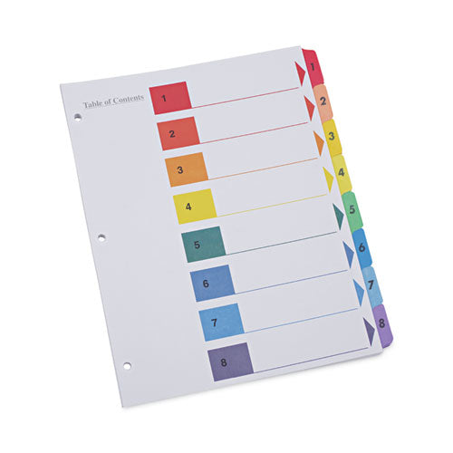 Deluxe Table of Contents Dividers for Printers, 8-Tab, 1 to 8 Table Of Contents, 11 x 8.5, White, 6 Sets-(UNV24802)