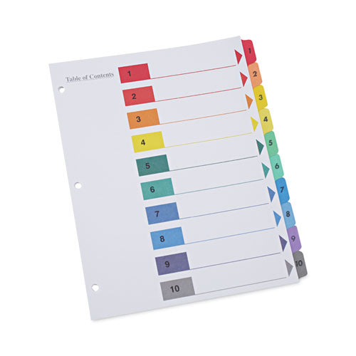 Deluxe Table of Contents Dividers for Printers, 10-Tab, 1 to 10 Table Of Contents, 11 x 8.5, White, 6 Sets-(UNV24804)