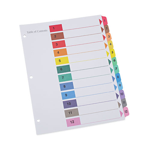 Deluxe Table of Contents Dividers for Printers, 12-Tab, 1 to 12 Table Of Contents, 11 x 8.5, White, 6 Sets-(UNV24806)