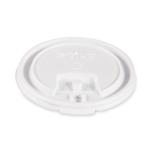 Lift Back and Lock Tab Lids for Paper Cups, Fits 10 oz Cups, White, 100/Sleeve, 10 Sleeves/Carton-(SCCLB3101)