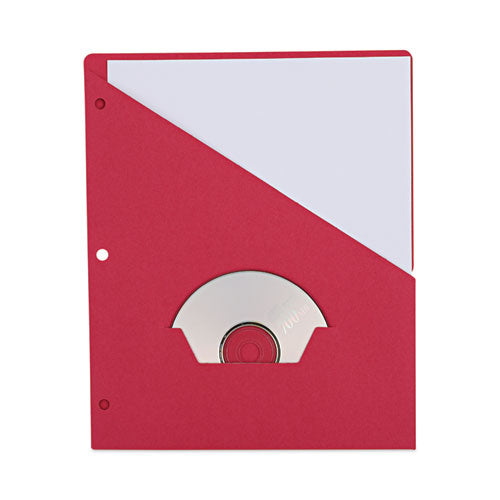 Slash-Cut Pockets for Three-Ring Binders, Jacket, Letter, 11 Pt., 8.5 x 11, Red, 10/Pack-(UNV61683)