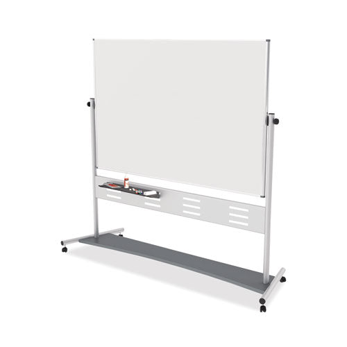 Revolver Easel, 70.8 x 47.2, 80" Tall Easel, Horizontal Orientation, White Surface, Silver Aluminum Frame-(BVCQR5507)