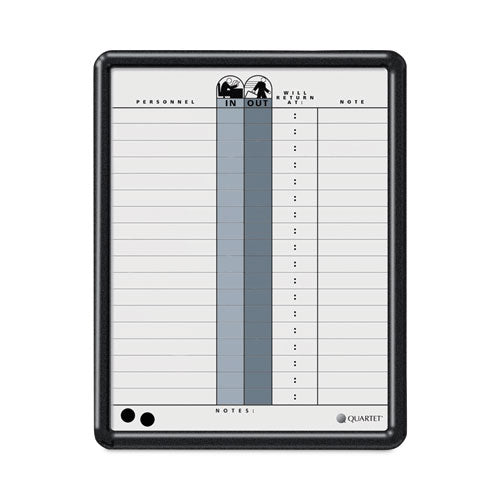 Employee In/Out Board, 11 x 14, Porcelain White/Gray Surface, Black Plastic Frame-(QRT750)