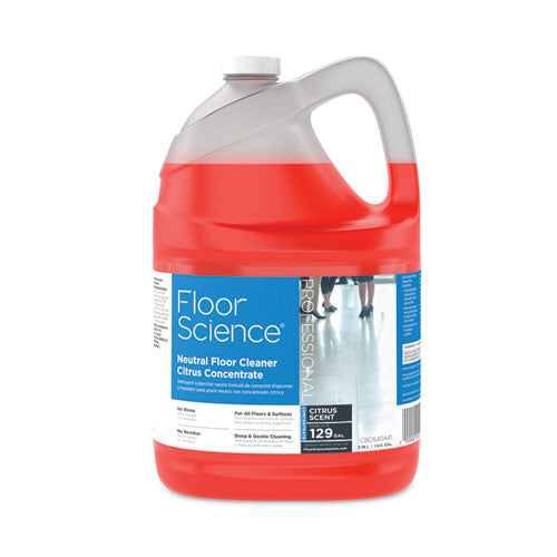 Floor Science Neutral Floor Cleaner Concentrate, Citrus Scent, 1 gal, 4/Carton-(DVOCBD540441)