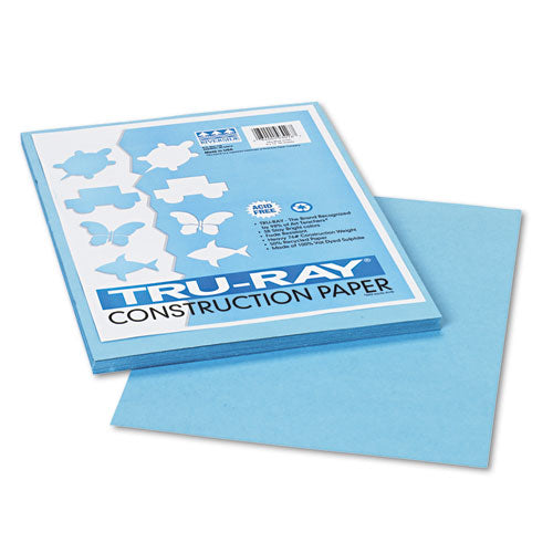 Tru-Ray Construction Paper, 76 lb Text Weight, 9 x 12, Sky Blue, 50/Pack-(PAC103016)