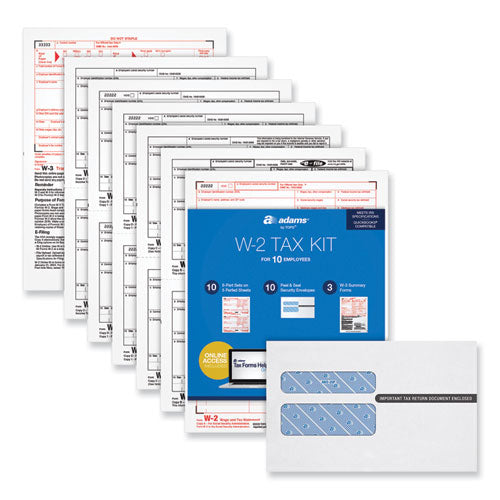 6-Part W-2 Online Tax Kit, Fiscal Year: 2022, Six-Part Carbonless, 8 x 5.5, 2 Forms/Sheet, 10 Forms Total-(TOP22908KIT)