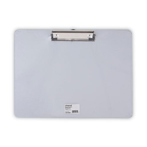 Plastic Brushed Aluminum Clipboard, Landscape Orientation, 0.5" Clip Capacity, Holds 11 x 8.5 Sheets, Silver-(UNV40302)