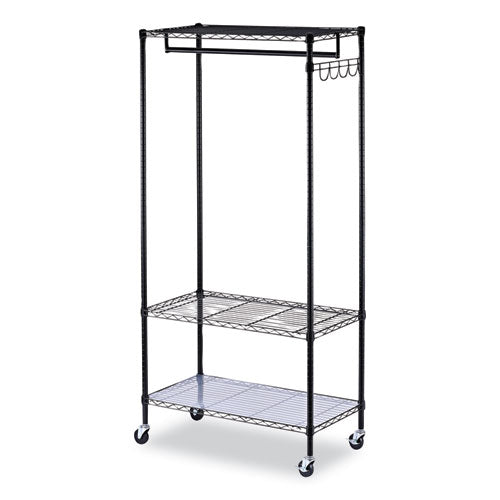 Wire Shelving Garment Rack, 30 Garments, 36w x 18d x 75h, Black-(ALEGR363618BL)