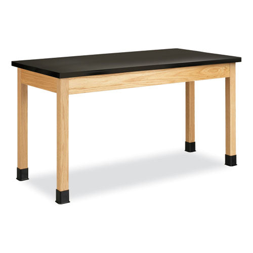 Classroom Science Table, 60w x 30d x 36h, Black Epoxy Resin Top, Oak Base-(DVWP7146K36N)