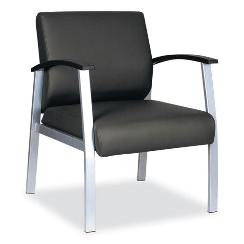 Alera metaLounge Series Mid-Back Guest Chair, 24.6" x 26.96" x 33.46", Black Seat, Black Back, Silver Base-(ALEML2319)