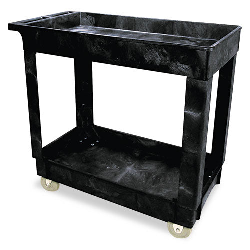 Service/Utility Carts, Plastic, 2 Shelves, 500 lb Capacity, 34.13" x 17.38" x 32.38", Black-(RCP9T6600BLA)