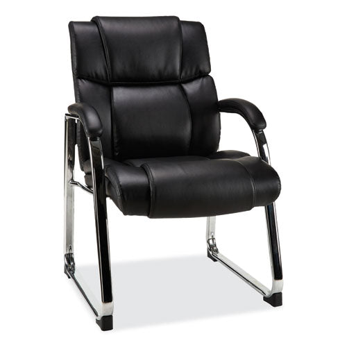 Alera Hildred Series Guest Chair, 25" x 28.94" x 37.8", Black Seat, Black Back, Chrome Base-(ALEHD4319)