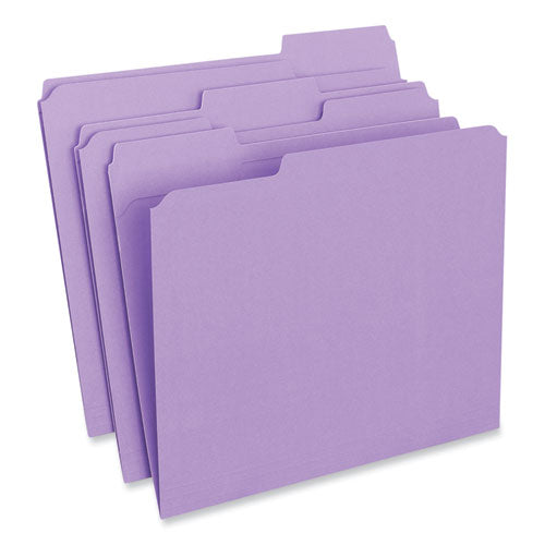 Reinforced Top-Tab File Folders, 1/3-Cut Tabs: Assorted, Letter Size, 1" Expansion, Violet, 100/Box-(UNV16165)