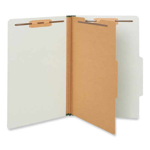 Four-Section Pressboard Classification Folders, 2" Expansion, 1 Divider, 4 Fasteners, Legal Size, Gray Exterior, 10/Box-(UNV10262)