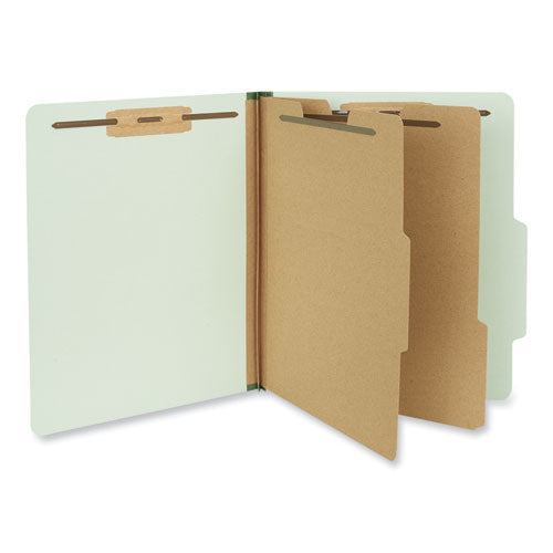 Six-Section Pressboard Classification Folders, 2" Expansion, 2 Dividers, 6 Fasteners, Letter Size, Gray-Green, 10/Box-(UNV10273)