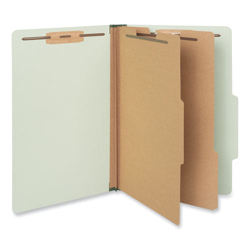 Six-Section Pressboard Classification Folders, 2" Expansion, 2 Dividers, 6 Fasteners, Legal Size, Green Exterior, 10/Box-(UNV10281)