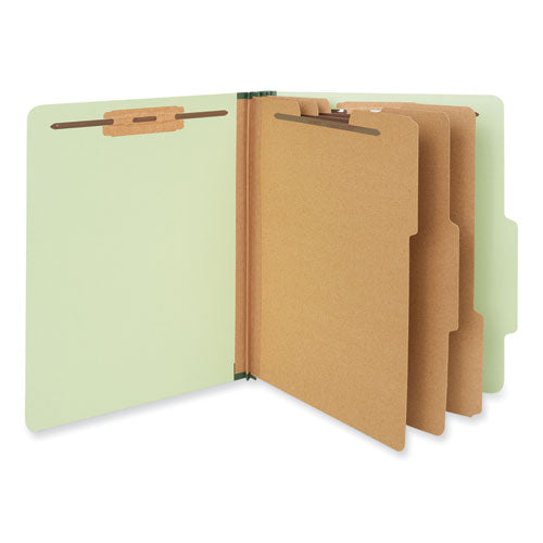 Eight-Section Pressboard Classification Folders, 3" Expansion, 3 Dividers, 8 Fasteners, Letter Size, Green Exterior, 10/Box-(UNV10291)