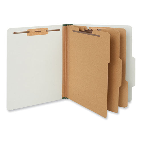 Eight-Section Pressboard Classification Folders, 3" Expansion, 3 Dividers, 8 Fasteners, Letter Size, Gray Exterior, 10/Box-(UNV10292)