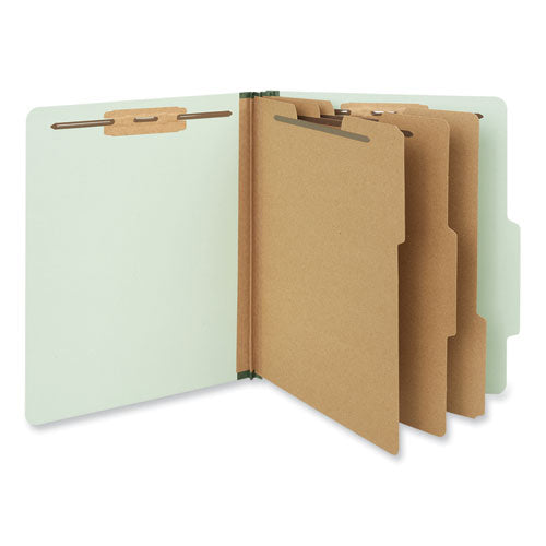 Eight-Section Pressboard Classification Folders, 3" Expansion, 3 Dividers, 8 Fasteners, Letter Size, Gray-Green, 10/Box-(UNV10293)