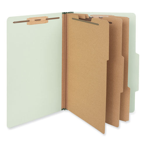 Eight-Section Pressboard Classification Folders, 3" Expansion, 3 Dividers, 8 Fasteners, Legal Size, Green Exterior, 10/Box-(UNV10296)