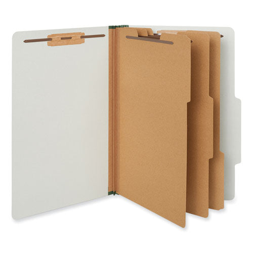 Eight-Section Pressboard Classification Folders, 3" Expansion, 3 Dividers, 8 Fasteners, Legal Size, Gray Exterior, 10/Box-(UNV10297)