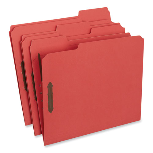 Deluxe Reinforced Top Tab Fastener Folders, 0.75" Expansion, 2 Fasteners, Letter Size, Red Exterior, 50/Box-(UNV13523)