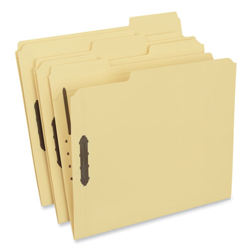 Deluxe Reinforced Top Tab Fastener Folders, 0.75" Expansion, 2 Fasteners, Letter Size, Yellow Exterior, 50/Box-(UNV13524)