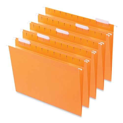 Deluxe Bright Color Hanging File Folders, Letter Size, 1/5-Cut Tabs, Orange, 25/Box-(UNV14122)