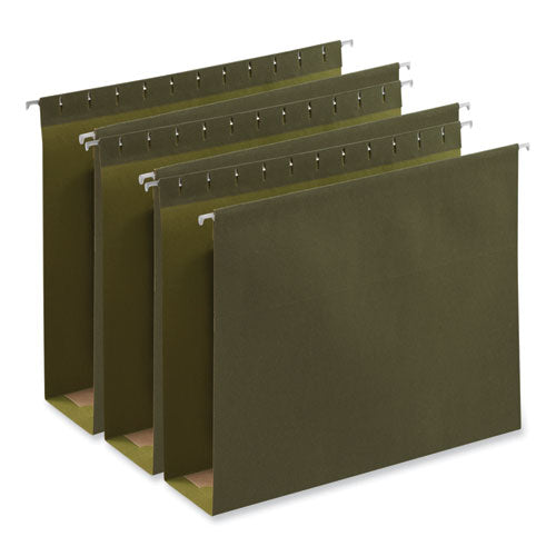 Box Bottom Hanging File Folders, 3" Capacity, Letter Size, 1/5-Cut Tabs, Standard Green, 25/Box-(UNV14143)