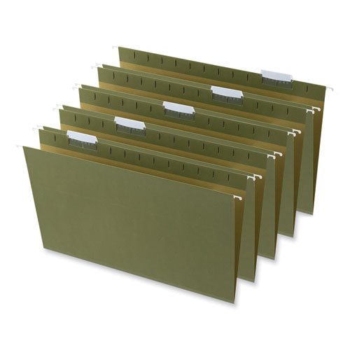 Box Bottom Hanging File Folders, 1" Capacity, Legal Size, 1/5-Cut Tabs, Standard Green, 25/Box-(UNV14151)