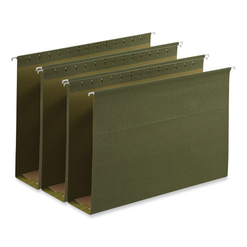 Box Bottom Hanging File Folders, 3" Capacity, Legal Size, 1/5-Cut Tabs, Standard Green, 25/Box-(UNV14153)