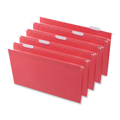 Deluxe Bright Color Hanging File Folders, Legal Size, 1/5-Cut Tabs, Red, 25/Box-(UNV14218)