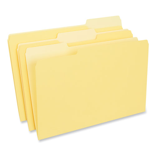 Interior File Folders, 1/3-Cut Tabs: Assorted, Legal Size, 11-pt Stock, Yellow, 100/Box-(UNV15304)