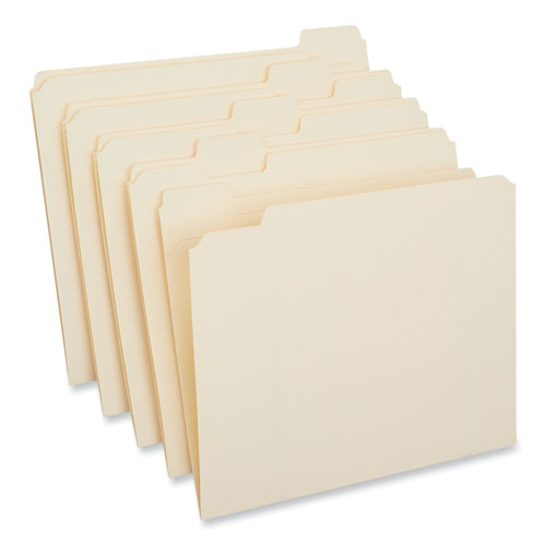 Double-Ply Top Tab Manila File Folders, 1/5-Cut Tabs: Assorted, Letter Size, 0.75" Expansion, Manila, 100/Box-(UNV16115)