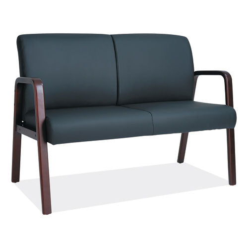 Alera Reception Lounge Series Wood Loveseat, 44.88w x 26.13d x 33h, Black/Mahogany-(ALERL2219M)