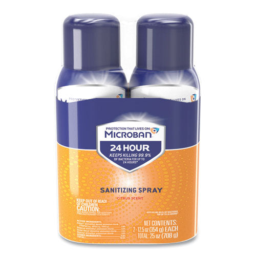 24-Hour Disinfecting Sanitizing Spray, Citrus Scent, 12.5 oz Aerosol Spray, 2/Pack-(PGC50195)