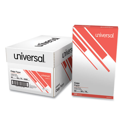 Copy Paper, 92 Bright, 20 lb Bond Weight, 11 x 17, White, 500 Sheets/Ream, 5 Reams/Carton-(UNV28110)