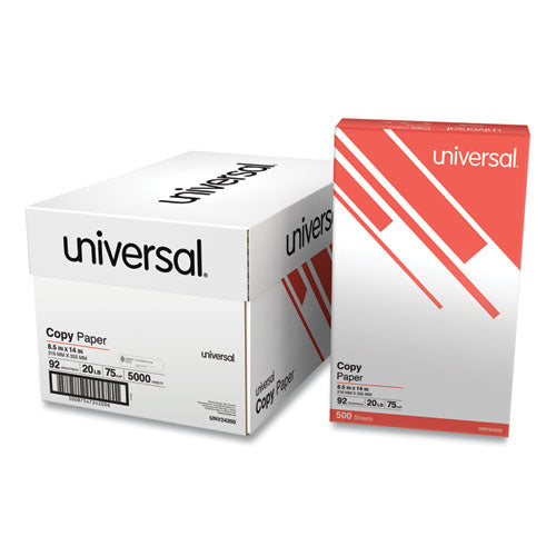 Legal Size Copy Paper, 92 Bright, 20 lb Bond Weight, 8.5 x 14, White, 500 Sheets/Ream, 10 Reams/Carton-(UNV24200)