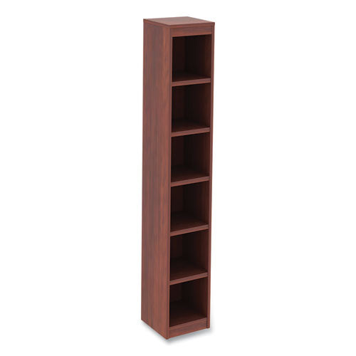 Alera Valencia Series Narrow Profile Bookcase, Six-Shelf, 11.81w x 11.81d x 71.73h, Medium Cherry-(ALEVA67212MC)