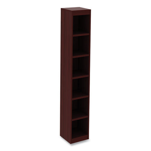 Alera Valencia Series Narrow Profile Bookcase, Six-Shelf, 11.81w x 11.81d x 71.73h, Mahogany-(ALEVA67212MY)