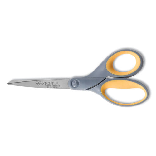 Titanium Bonded Scissors, 7" Long, 3" Cut Length, Gray/Yellow Straight Handle-(ACM13526)