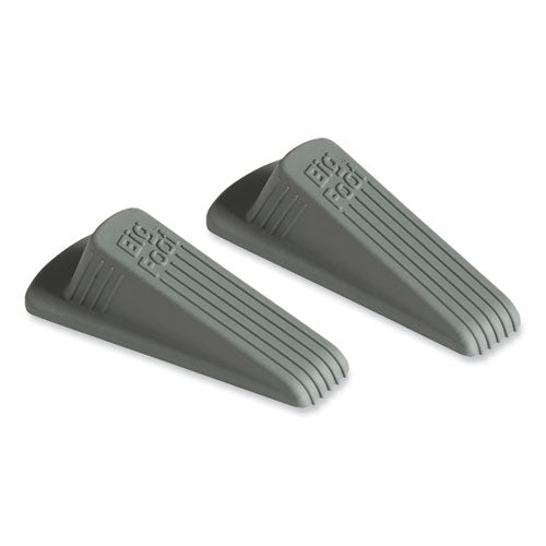 Big Foot Doorstop, No Slip Rubber Wedge, 2.25w x 4.75d x 1.25h, Gray, 2/Pack-(MAS00972)