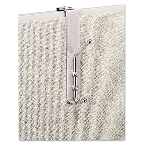 Over-The-Panel Double-Garment Hook, Satin Aluminum/Chrome-(SAF4167)