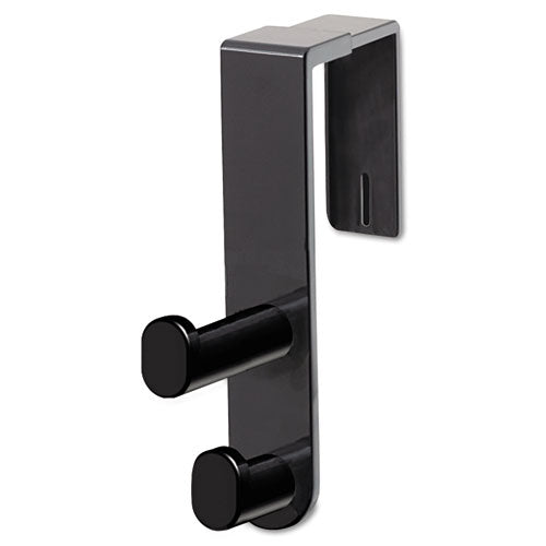 Plastic Coat Hook, 2-Hook, 1.75 x 6.5 x 7.75, Black-(SAF4225BL)