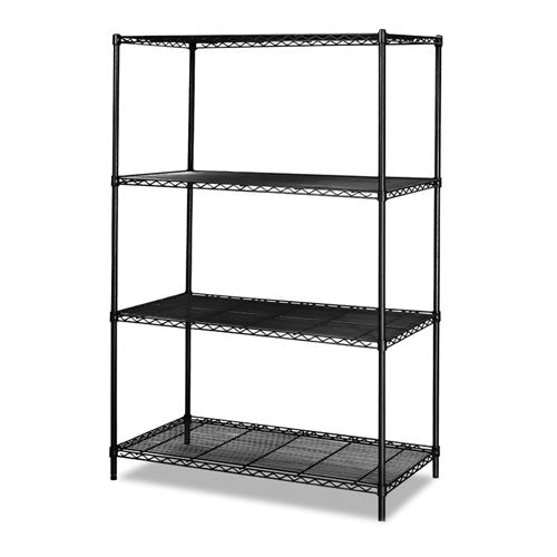 Commercial Wire Shelving, Three-Shelf, 48w x 18d x 72h, Black-(SAF5241BL)